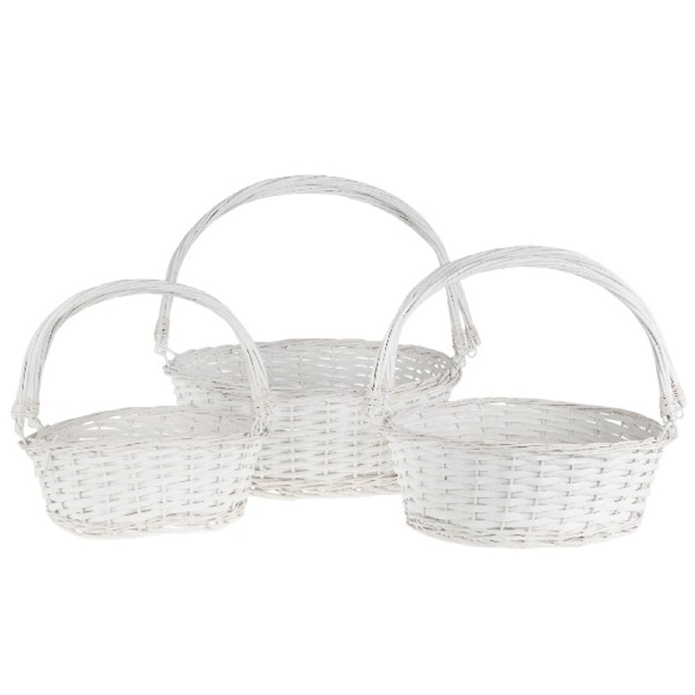 Набор корзин/3шт (ива) D40xH15/37см-D28,5xH11/29см (Белый)