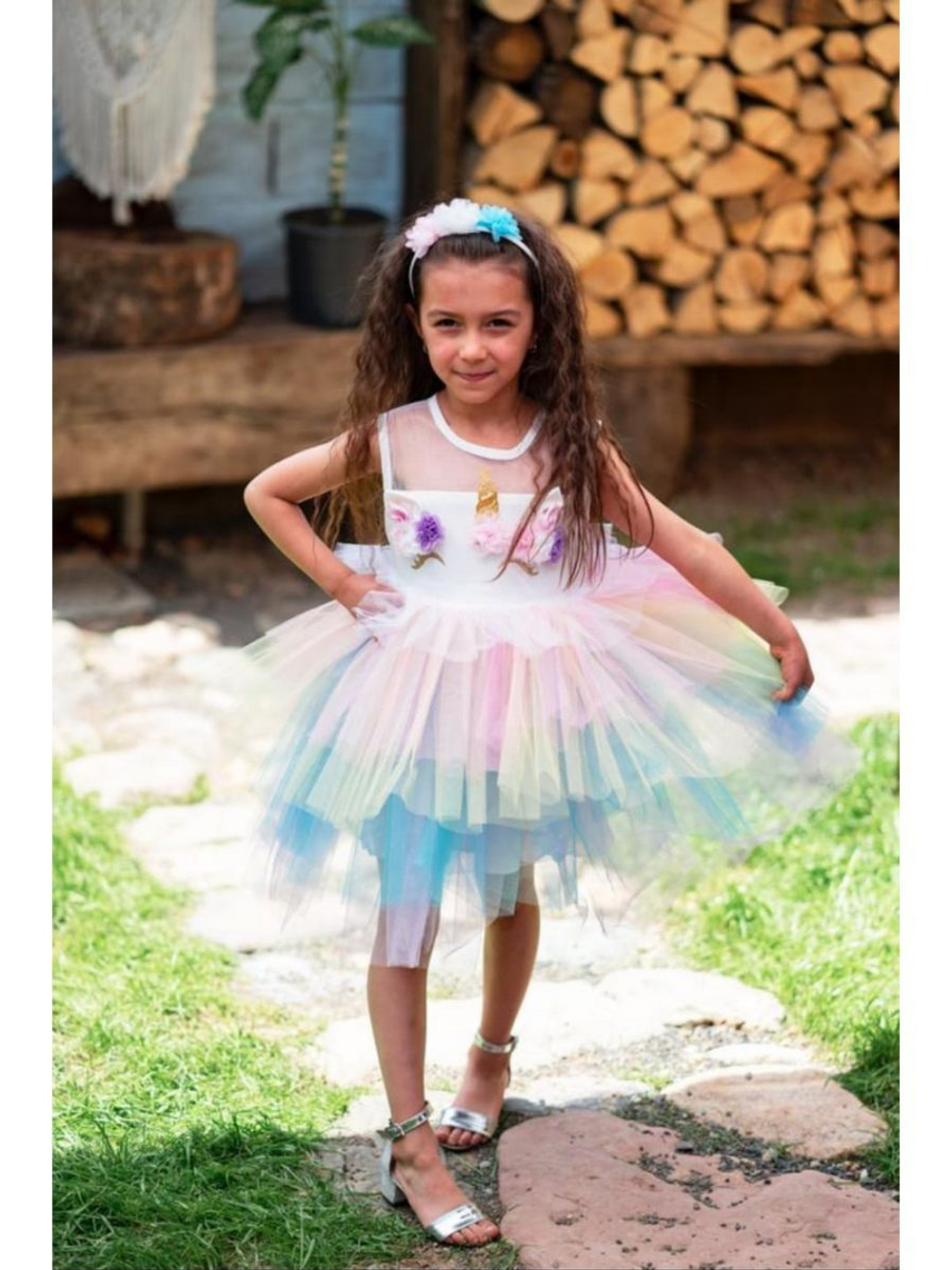 платье радужного единорога пышное