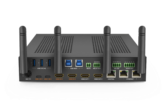 Wyrestorm SW-640L-TX-W - передатчик-коммутатор 4х2 с USB-C (питание до 60 Вт), HDMI 2.0 и USB 3.0. Поддержка 4K UHD @ 60Гц RGB 4:4:4 (18 Гб/c), мультивьювер, де-эмбендинг аудио, MST, беспроводное видео, 2xLAN. Управление: LAN, RS-232, реле.