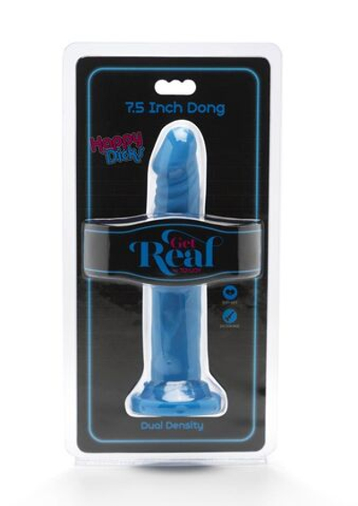 Голубой фаллоимитатор на присоске Happy Dicks Dong 7.5 inch - 19 см. (Цвет: голубой)