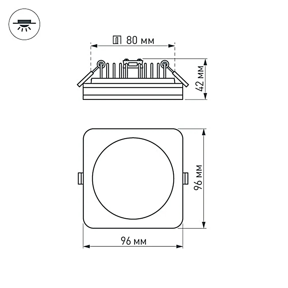 Светодиодная панель LTD-96x96SOL-BK-10W Day White (Arlight, IP44 Пластик, 3 года) 022008