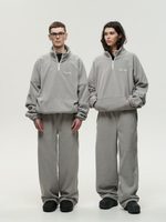 Drawstring Half-Zipped Sweatshirt Grey