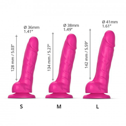 Реалистичный фаллоимитатор с подвижной кожей Strap-on-me SLIDING SKIN Medium на присоске, фуксия