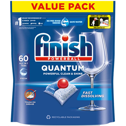 Таблетки для посудомоечной машины Finish Quantum All in One 60 шт, из Финляндии