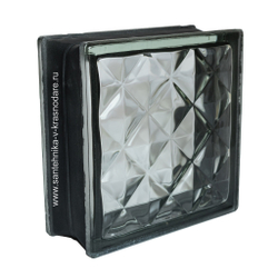 Купить Стеклоблок бесцветный Пирамида черный бриллиант Vitrablok 19х19х