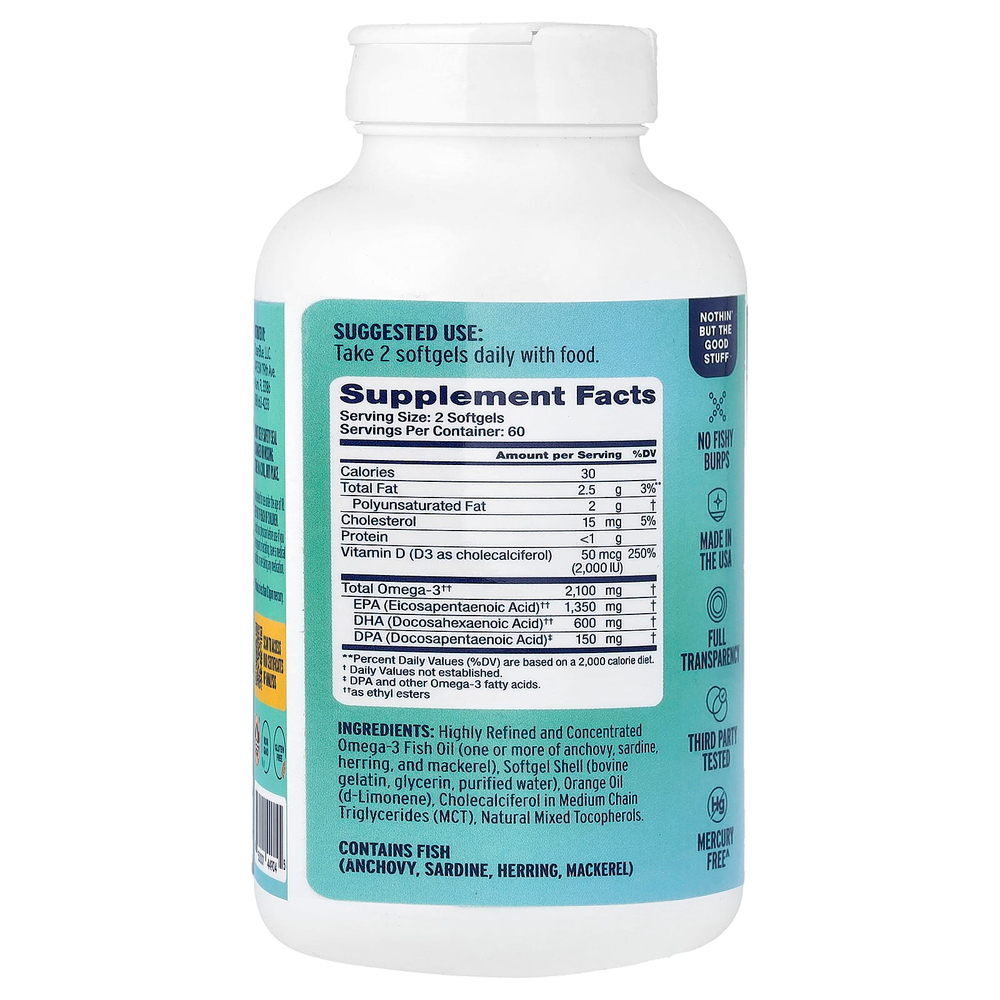 OceanBlue, Professional, Omega-3 2100® с витамином D, со вкусом апельсина, 120 капсул