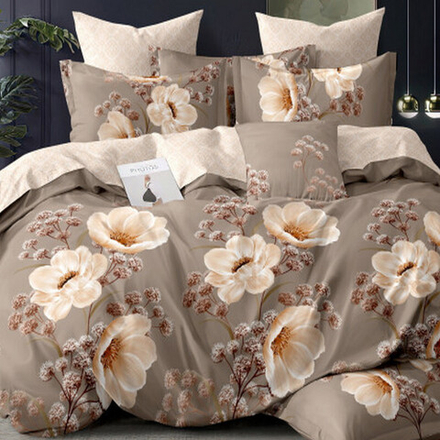 Комплект постельного белья "ВЛ. НЕЖНЫЙ ЦВЕТОК КАКАО", поплин Премиум, 100% хлопок.