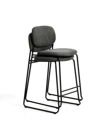 Полубарный стул Meli из серой синели с металлическими ножками, 65 см