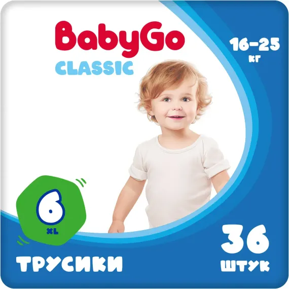 Трусики BabyGo Classic XL (16-25 кг) 36 шт.