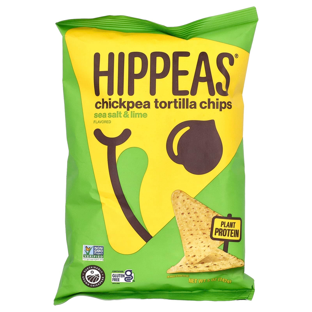 Hippeas, нутовые чипсы из тортильи, морская соль и лайм, 142 г (5 унций)