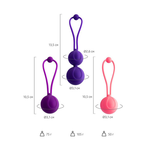 Набор из 3 вагинальных шариков 3,1 см разного цвета ToyFa L'roina Bloom 564003