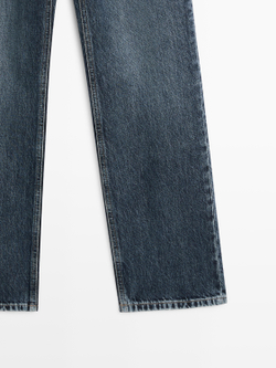 Massimo Dutti Прямые джинсы с высокой талией, средне-синий