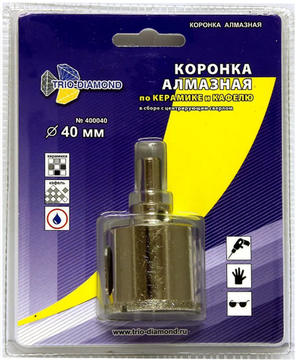 Коронка алмазная по керамике и кафелю с центрирующим сверлом 42мм