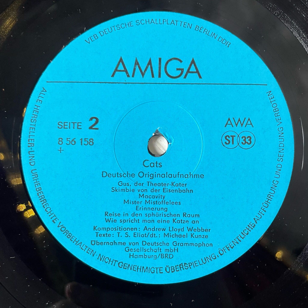 Винтажная виниловая пластинка LP Andrew Lloyd Webber Cats Мюзкл Кошки (Deutsche Originalaufnahme) (ГДР 1986)