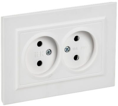 BRITE Розетка 2-местная без заземления без защитных шторок 10А в сборе РС12-2-БрАБ арктический белый IEK