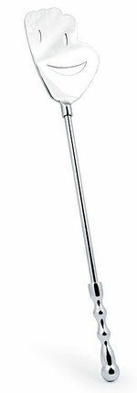 Серебристый металлический стек с ладонью-смайликом - 43 см. (Цвет: серебристый)