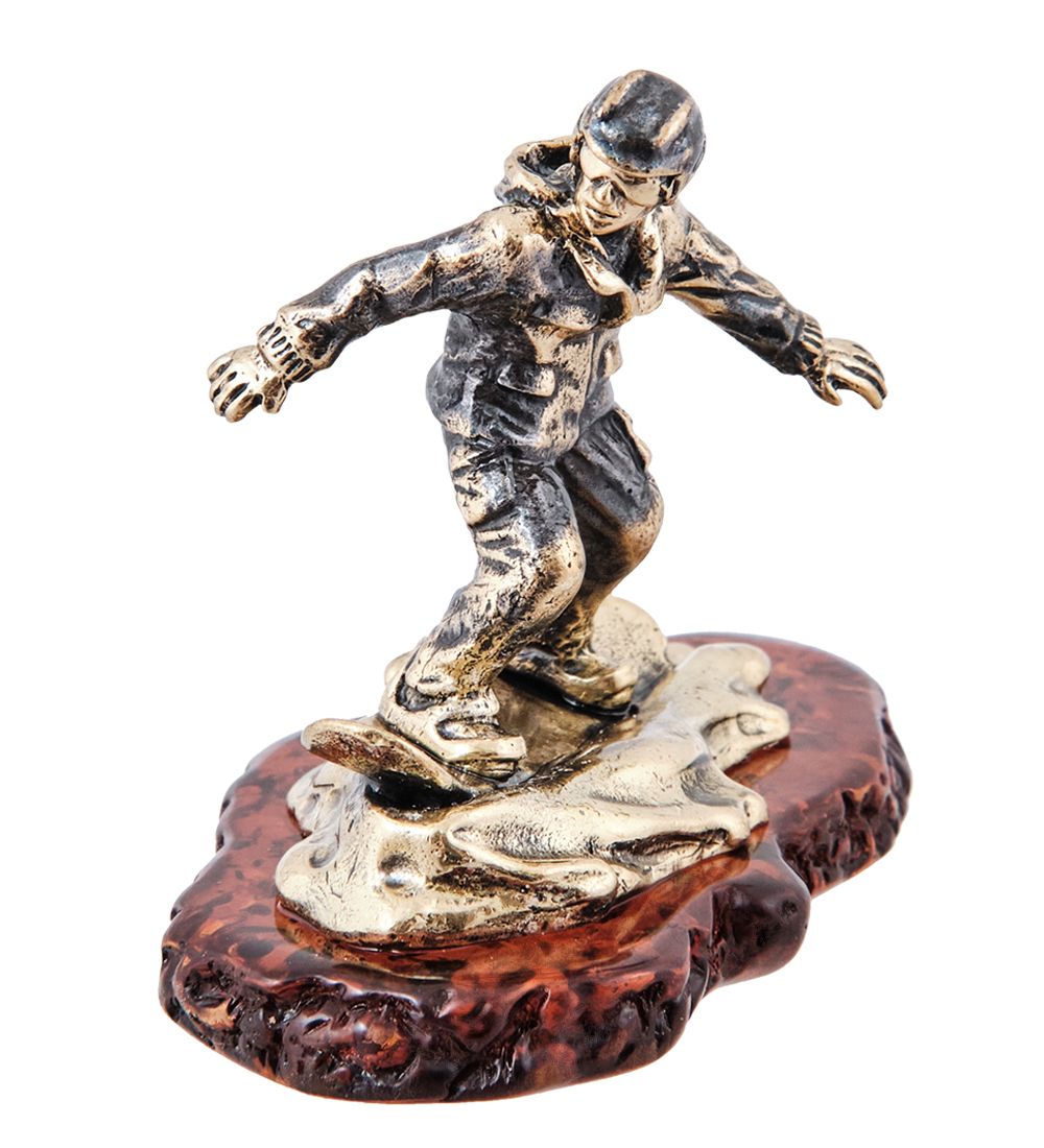 AM-3987 Фигурка «Сноубордист» (латунь, янтарь)