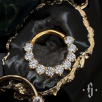 Кликер "Gloss" с камнями 2мм - Желтое золото - White CZ