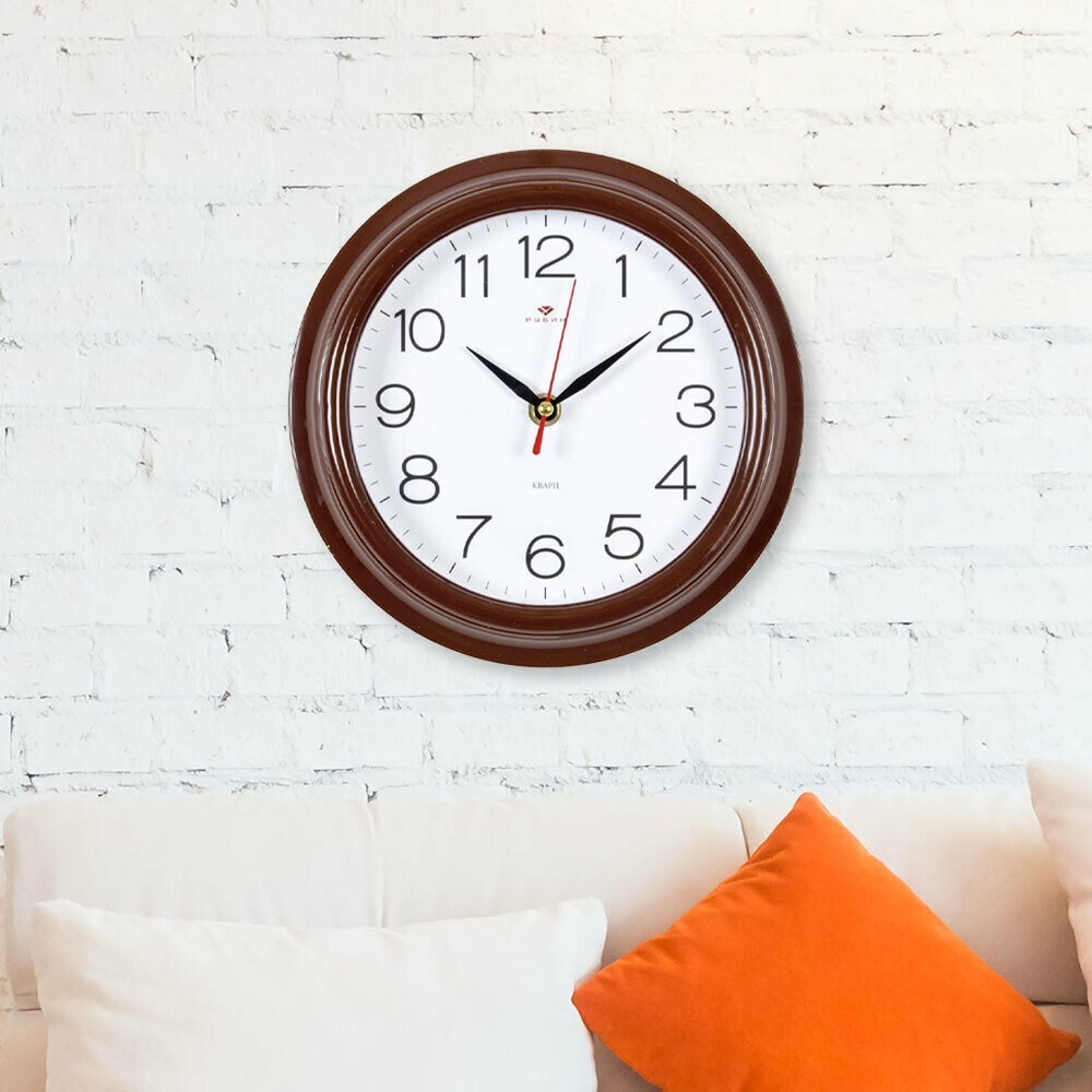 Часы настенные круглые d21см "Классика", корпус коричневый