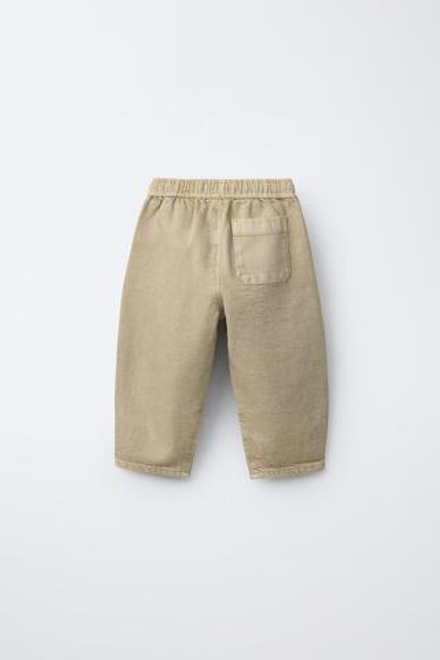 ZARA БРЮКИ BAGGY ИЗ САРЖИ, РЫЖЕВАТО-КОРИЧНЕВЫЙ