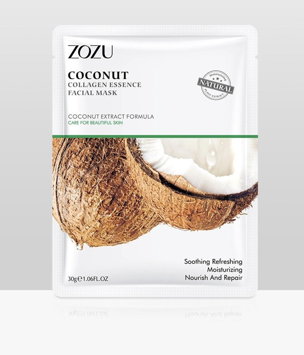 Маска для лица Zozu тканевая коллагеновая с экстрактом кокоса Coconut Collagen Essence Facial Mask 30 г