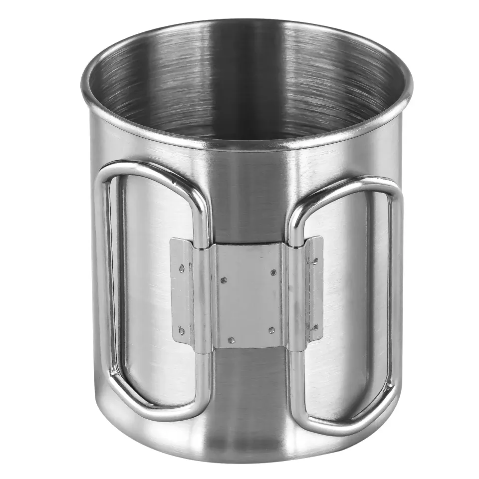 Кружка походная стальная складные ручки 300мл