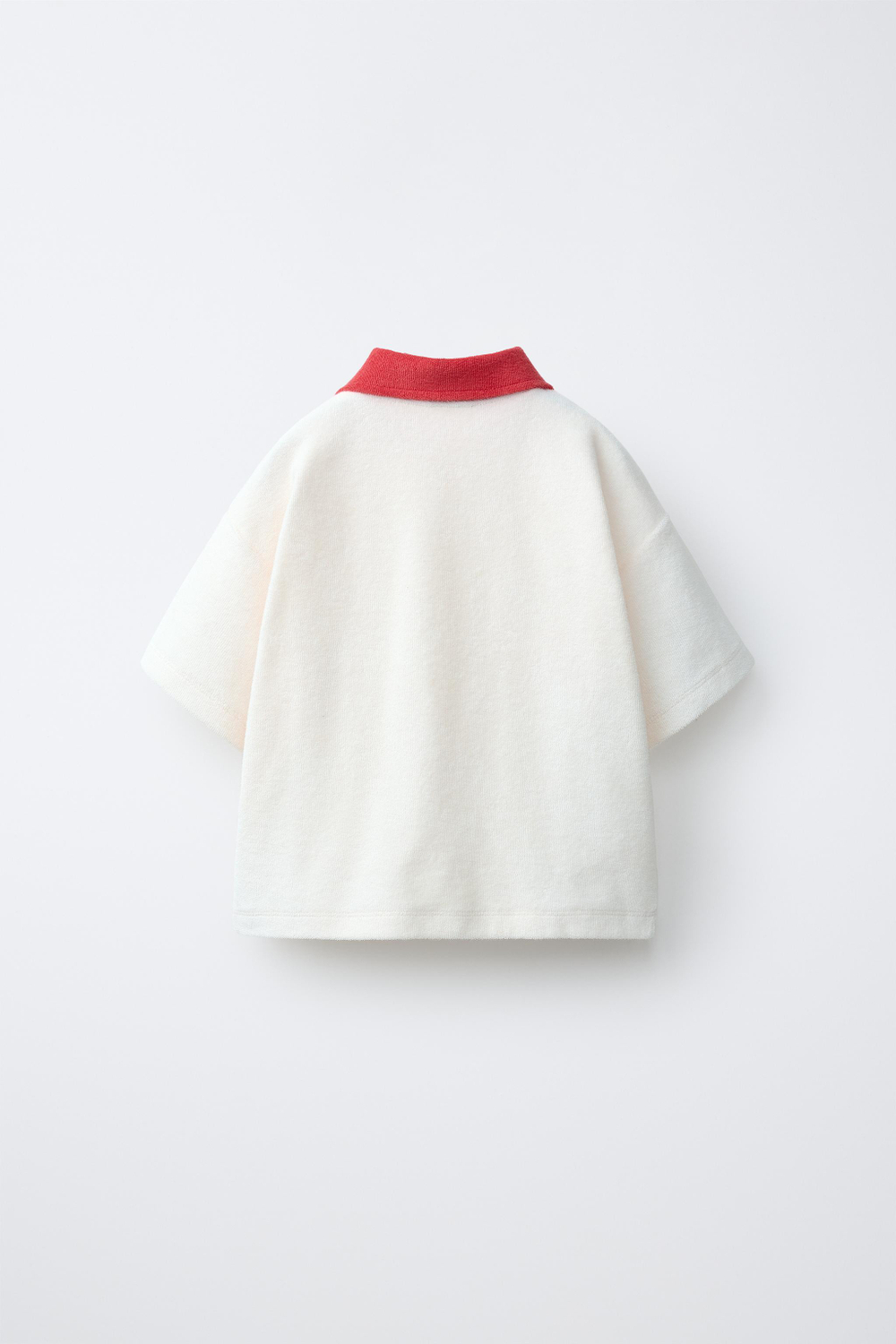 ZARA ФУТБОЛКА ПОЛО ИЗ МАХРОВОЙ ТКАНИ, КРАСНЫЙ
