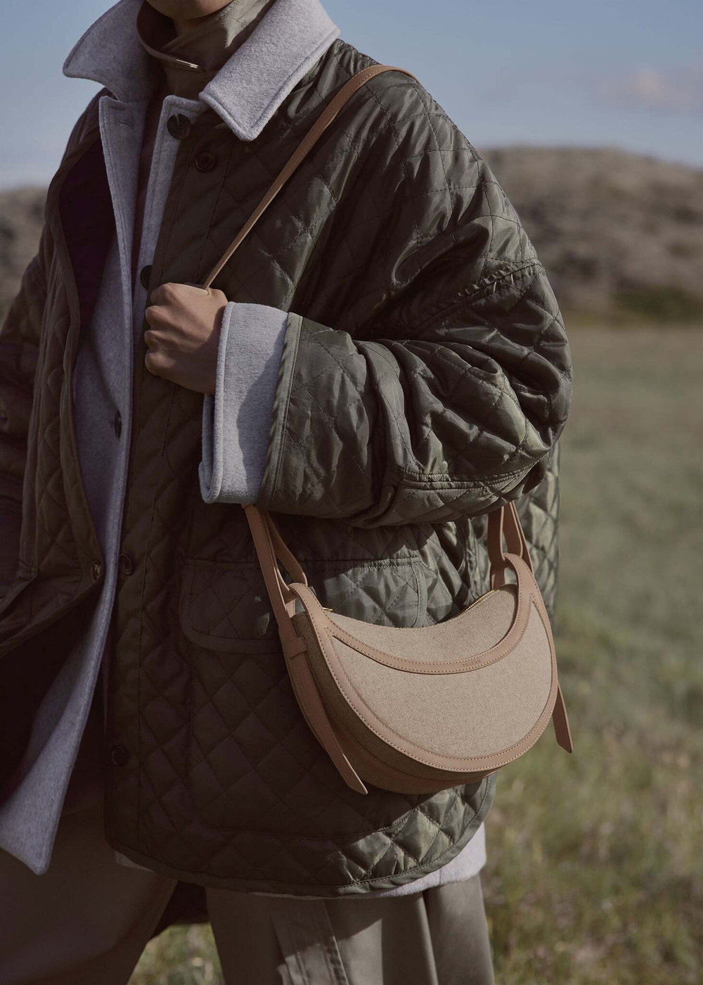 Сумка Polene Numero Dix EDITION DUO TAUPE CANVAS