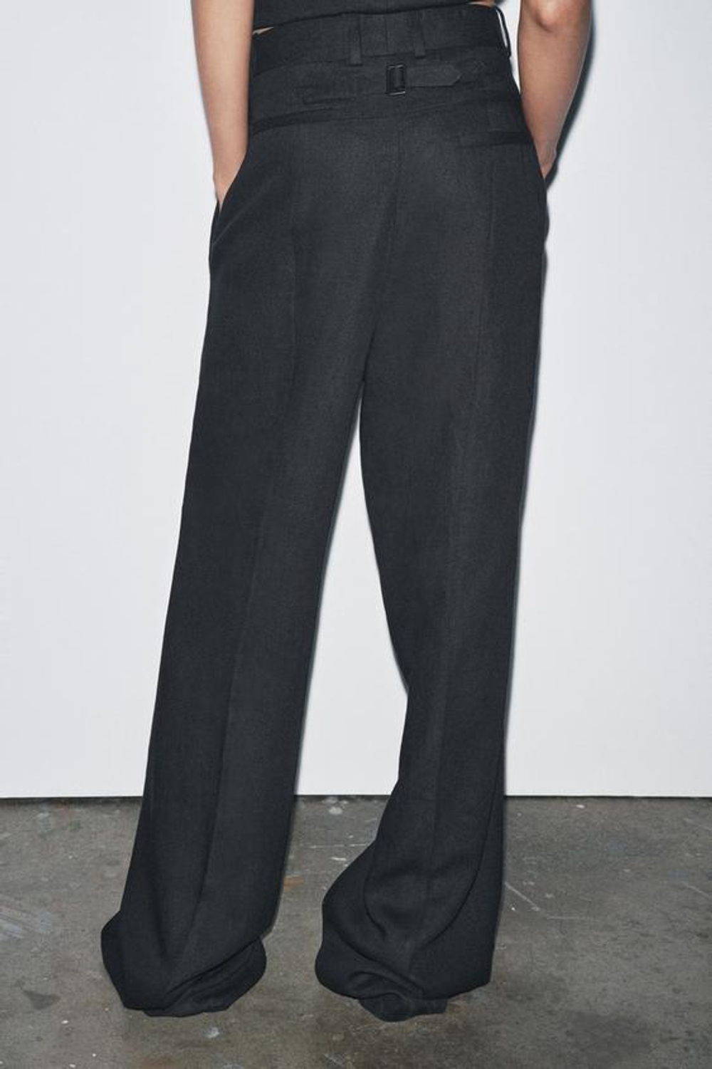 ZARA БРЮКИ ИЗ СМЕСОВОГО ЛЬНА С ПРЯЖКОЙ — ZW COLLECTION, ЧЕРНЫЙ