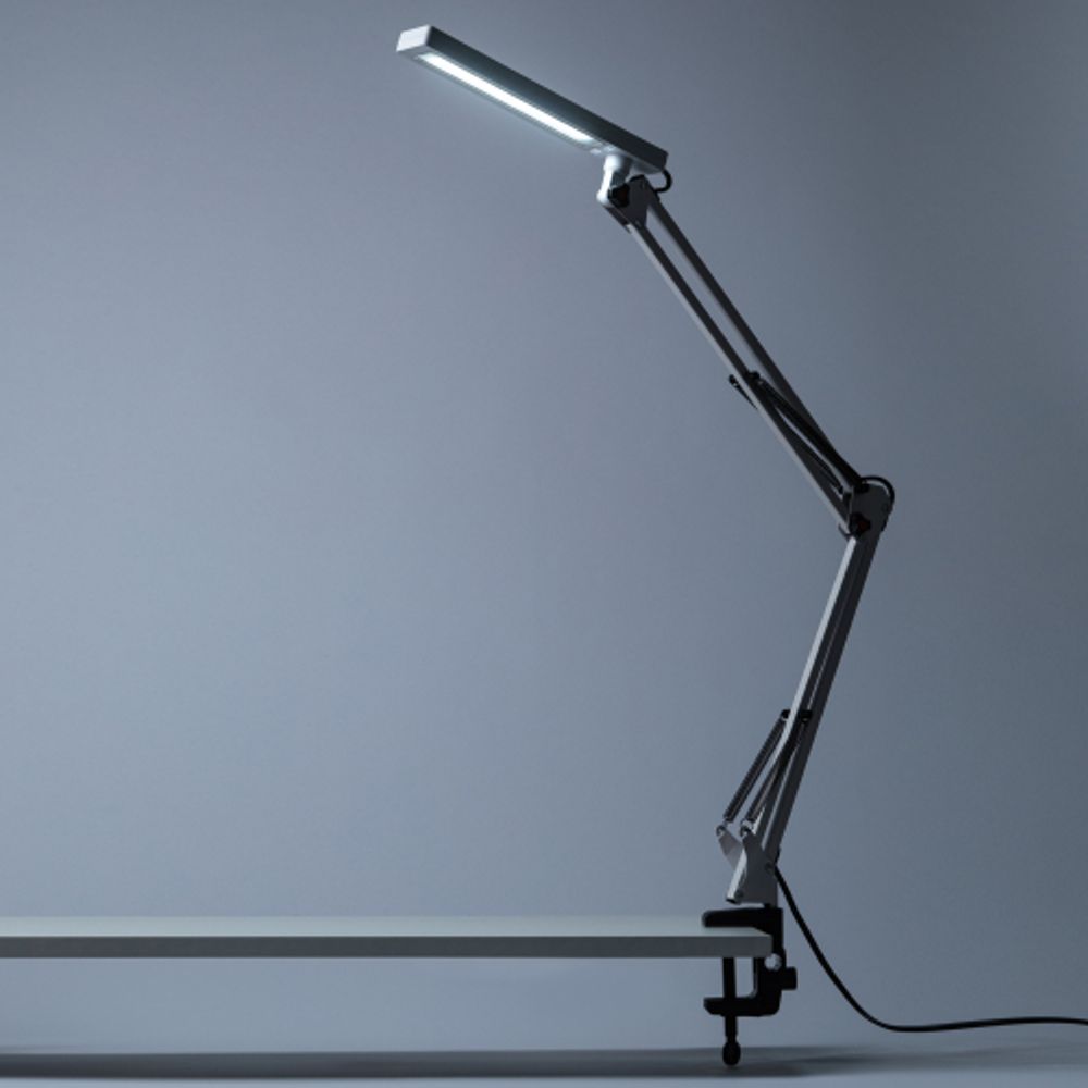 Настольный светильник ЭРА NLED-507-8W-W светодиодный на струбцине белый | Светодиодные настольные лампы