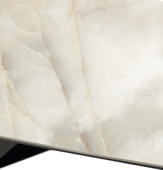 Стол МАРСЕЛЬ 220 REX 769925, Бежевый мрамор, керамика / Черный каркас