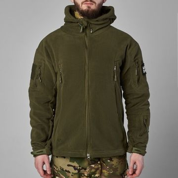 Тактическая куртка флисовая с капюшоном, olive
