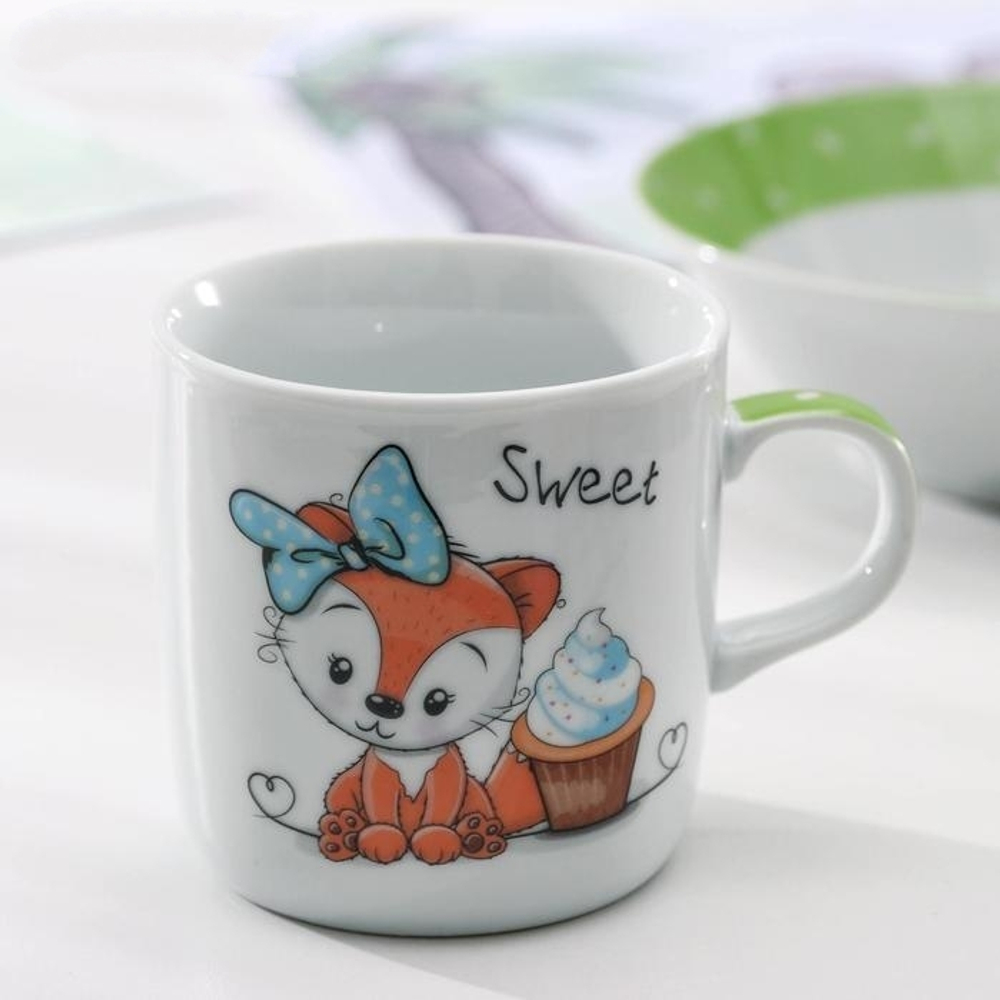 3850487 Набор детской посуды Доляна «Лисёнок», 3 предмета: кружка 230 мл, миска 400 мл, тарелка 18 с