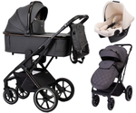 Детская коляска Peppy Tecla 3 в 1 с автокреслом Rise Milk Shadow Antrazit Chrome Edition (Графитовый)