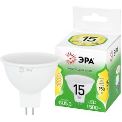 Лампа светодиодная ЭРА GREEN LINE LED MR16-15W-830-GU5.3 GL 15Вт софит теплый свет GU5.3 | Лампы cветодиодные Точечные (Софиты) (MR, PAR)