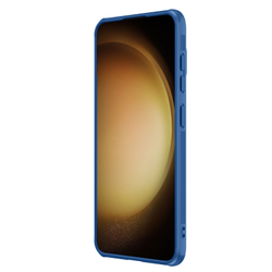 Чехол синего цвета от Nillkin с металлической откидной крышкой для камеры на Samsung Galaxy S24+ Плюс, серия CamShield Prop Case