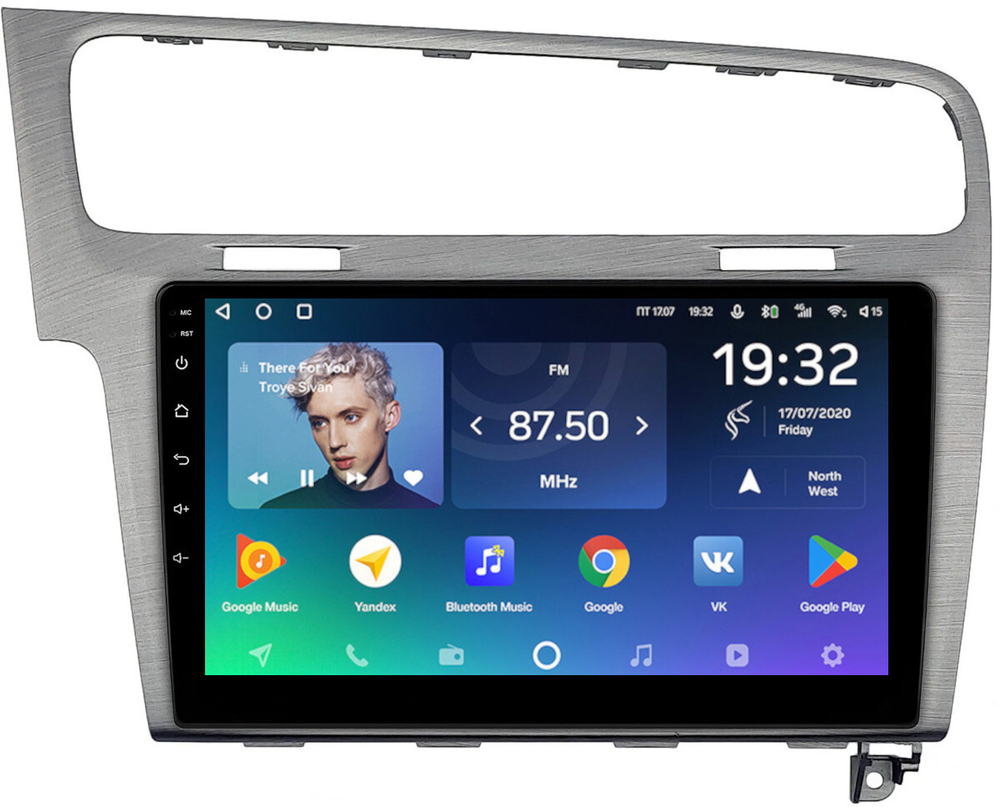 Магнитола для Volkswagen Golf 7 2012-2020 (рамка серебро) - Teyes SPRO+ монитор 10" IPS на Android 10, ТОП процессор, 4Гб+64Гб, 4G SIM-слот