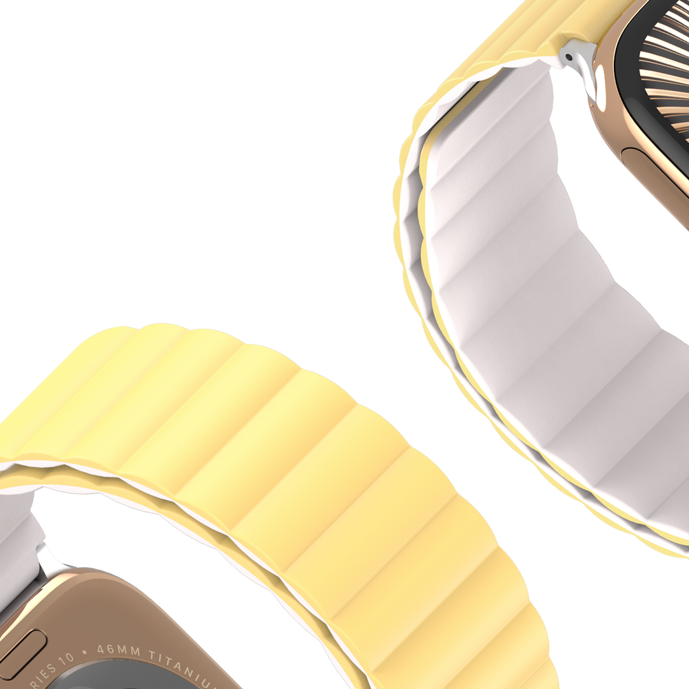 Ремешок магнитный двухсторонний от Dux Ducis для смарт часов Apple Watch размером 38, 40, 41 и 42мм, серия SD Series (два цвета Light Yellow и Starlight)