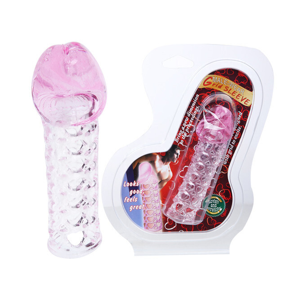 Стимулирующая удлиняющая насадка на пенис Grid Sleeve 091211-07 (Цвет: прозрачный)