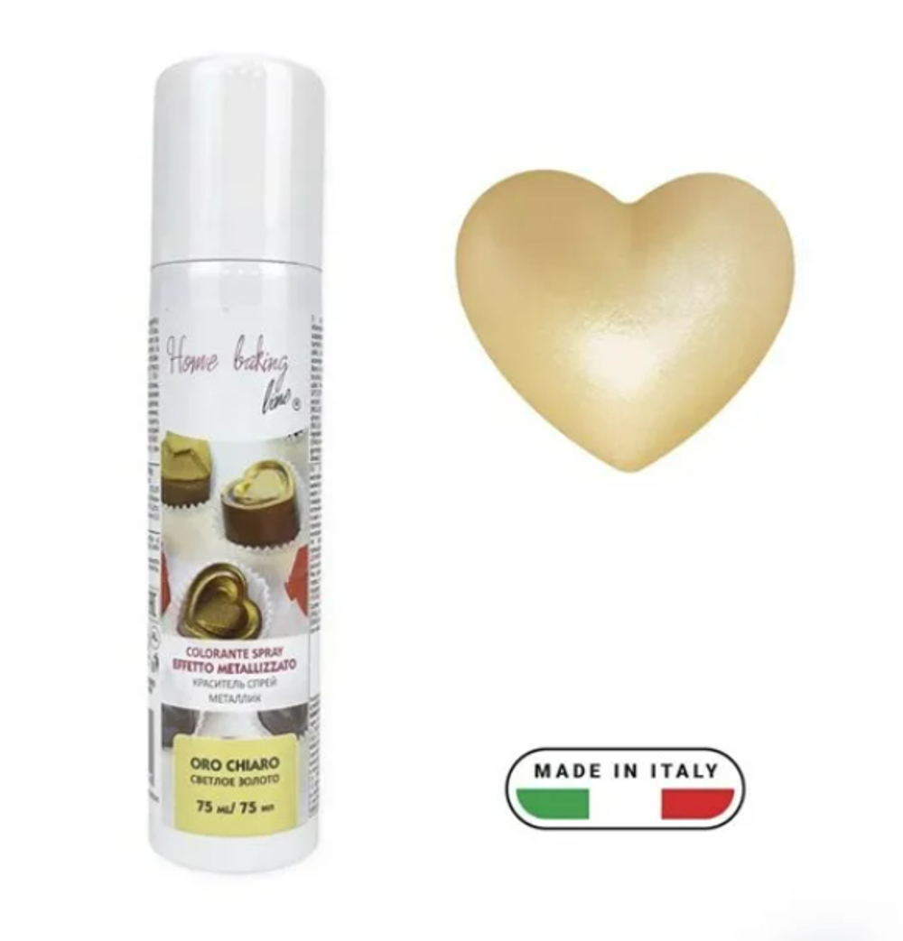 Спрей для шоколада и жирных масс Металлик Светлое золото Il Punto, 75 мл