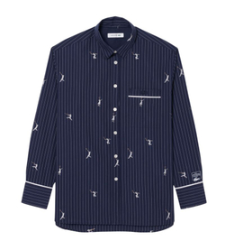 Женское поло Lacoste Oversized with Jacquard Motifs - navy blue/white