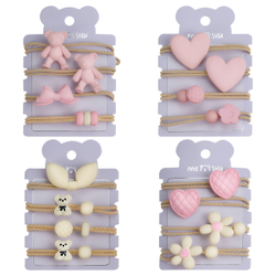 Резинки для волос MESHU, тонкие с топперами, ассорти, 4шт., диаметр 5см, европодвес MS_60588