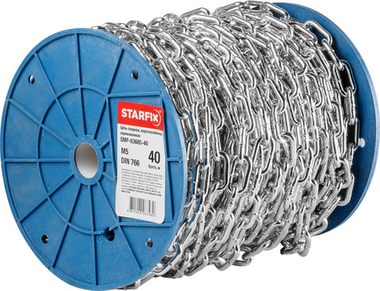 Цепь сварная короткозвенная, оцинк. М5 DIN 766 (бухта 40 м) STARFIX