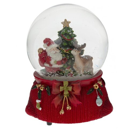 GAEM Фигурка декор в стекл шаре "Санта" (муз с ключ), D 10 см, L10,5 W10 H14 см