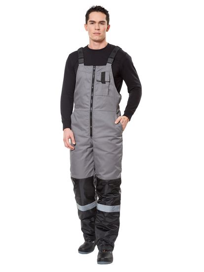 Костюм зимний "Статус NEW" полукомбинезон (серый/черный)
