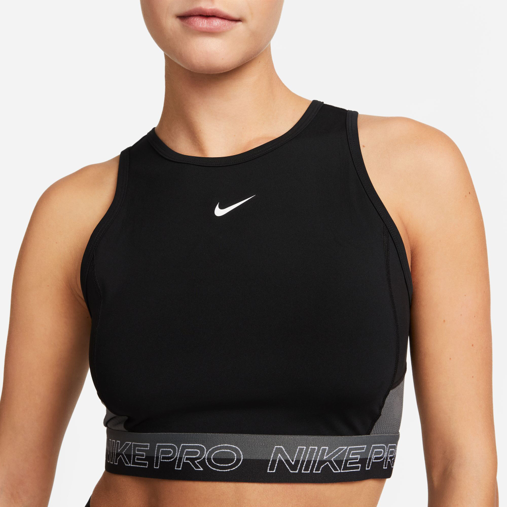 Женская теннисная майка Nike Dri-Fit Performance Cropped Tank Top Women - Black, Grey