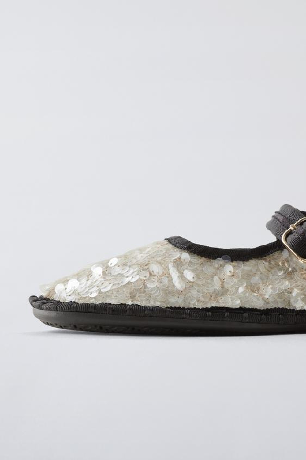 ZARA БАЛЕТКИ С ПАЙЕТКАМИ, БЕЛЫЙ