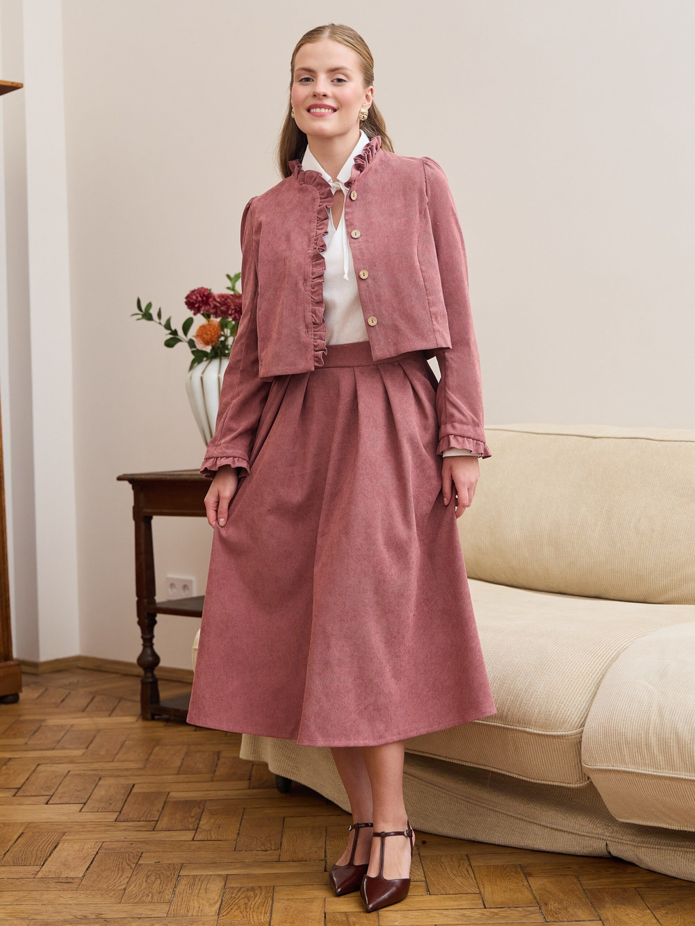 Юбка бохо вельветовая миди