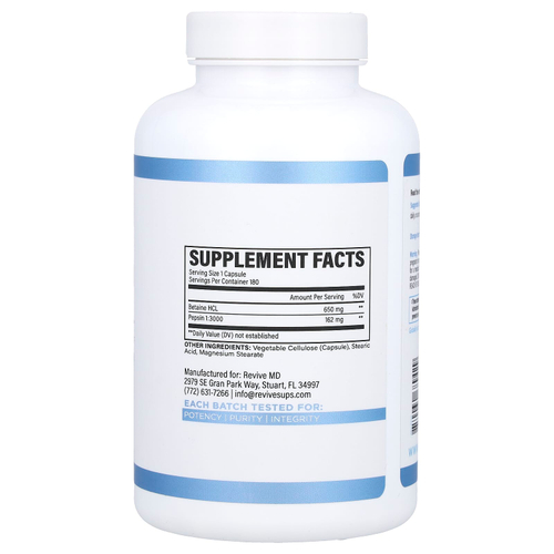 Revive, бетаин гидрохлорид, 180 вегетарианских капсул