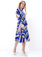 Платье-халат Stefania сине-бежевое